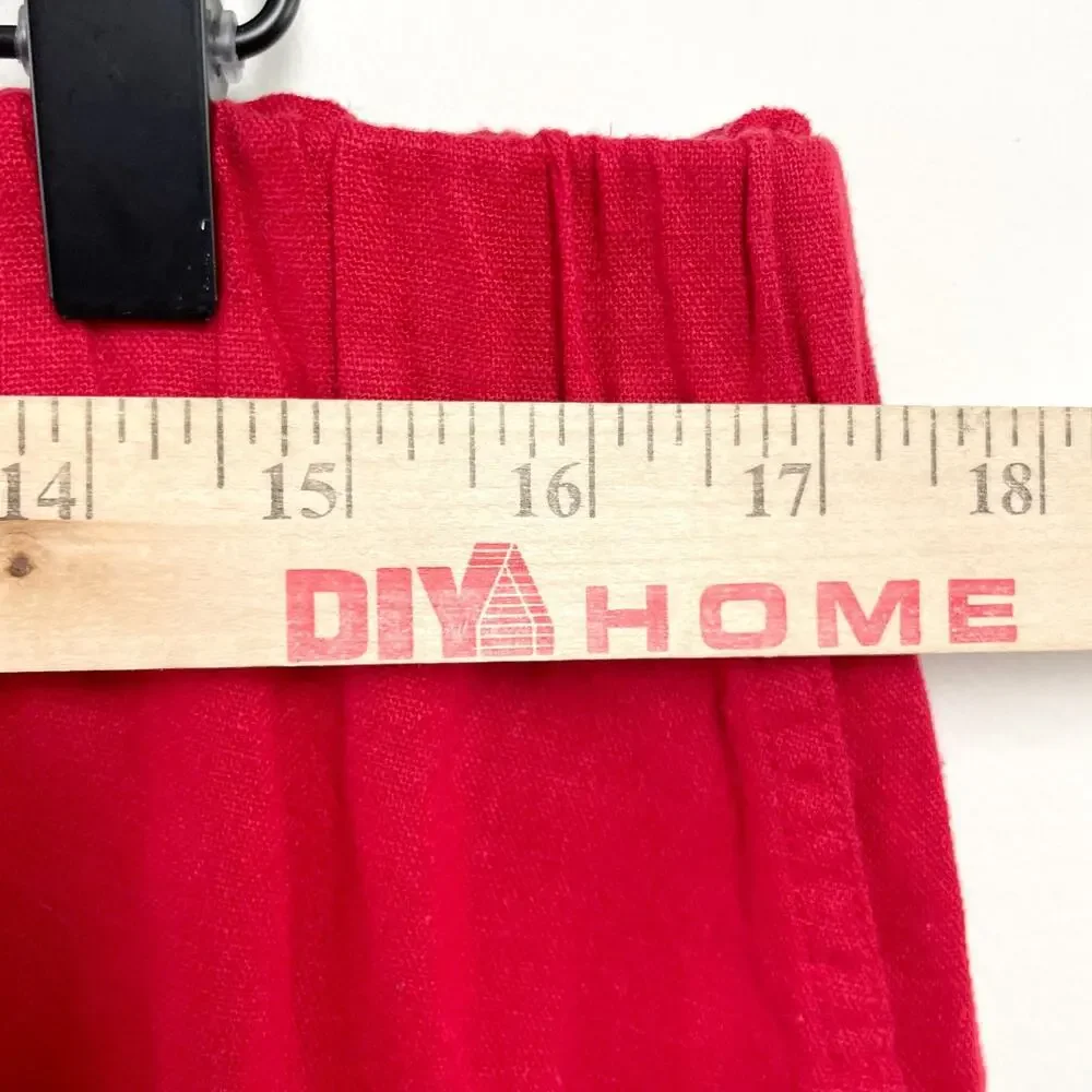 Vintage 90s Liz Claiborne Linen Blend Skirt Large Red Short Minimalist Parisian‎